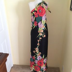 Vintage Hawaiian Maxi Dress tropical print